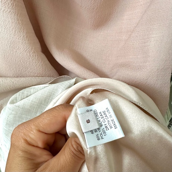 Lela Rose One Shoulder Chiffon Mesh Wool Ruffle Blush Pink Dress size 6 - Picture 5 of 5